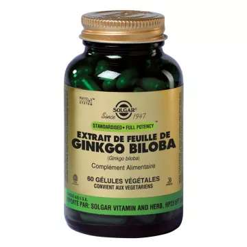 Extracto de hoja de Ginkgo Biloba de Solgar 60 cápsulas vegetales