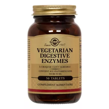 Enzimas Digestivas Vegetarianas SOLGAR 50 Comprimidos Mastigáveis