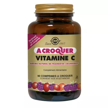 Solgar Vitamine C 500 mg Framboise/Cranberry 90 Comprimés à Croquer