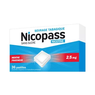 Nicopass 2.5 MG TABLETS WITHOUT SUGAR MINT 36
