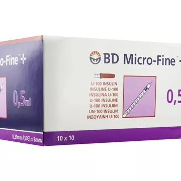 BD MICRO-FINE+ Insulinspritze 100IE Aig 8mm 100/0,5