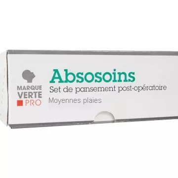 Absosoins Marque Verte Set de Pansement Post-Opératoire Moyennes Plaies