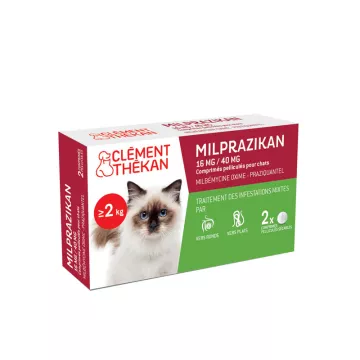 Milprazikan chat Vermifuge à large spectre 2 comprimés Clément-Thékan