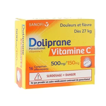Doliprane Vitamine C 500mg/150mg 16 Comprimés Effervescents