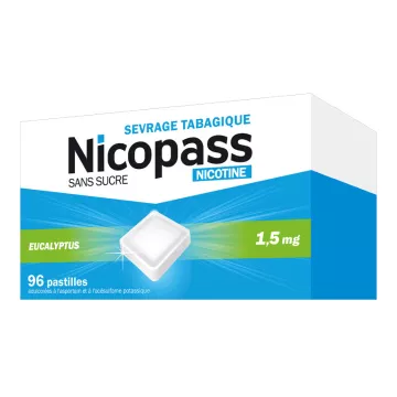 Nicopass 1,5 mg de nicotina 96 comprimidos SEM AÇÚCAR DE EUCALIPTO