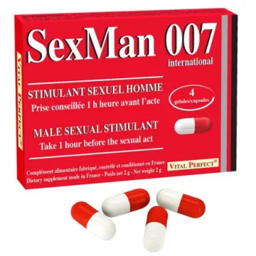 Sexman 007 homens VITAIS afrodisíacas PERFECT 4 cápsulas