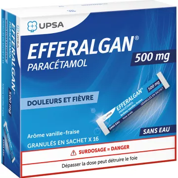 Efferalgan Paracétamol 500 Mg Vanille-Fraise Granulés 16 Sachets