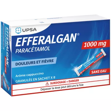 Efferalgan 1g Paracétamol 8 Sticks Saveur Cappuccino