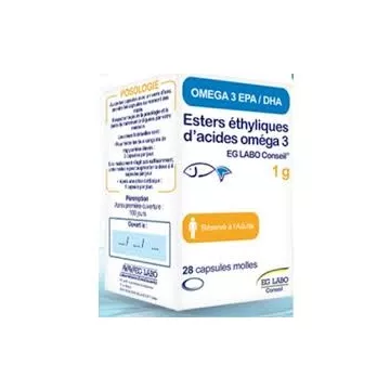 OMEGA3 Esters éthyliques EG LABO 1g 28 Capsules