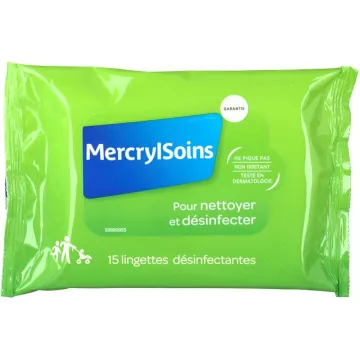 MercrylSoins 15 lingettes désinfectantes peau