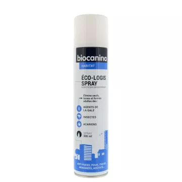 BIOCANINA ECO-LOGIS SPRAY INSECTICIDE puces tiques cafards 300ML
