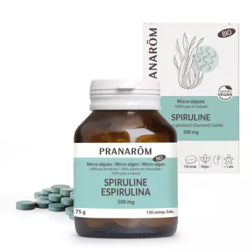 Micro algas Spirulina 150 comprimidos de 500 mg PRANAROM