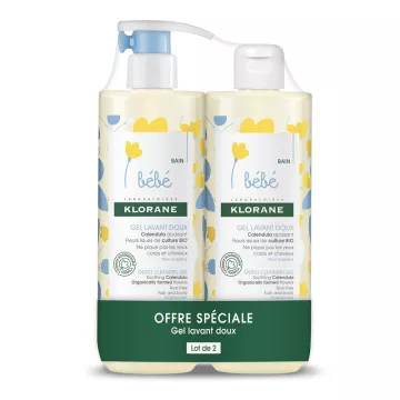 KLORANE Bébé gel douceur moussant corps et cheveux 2 x 500ML