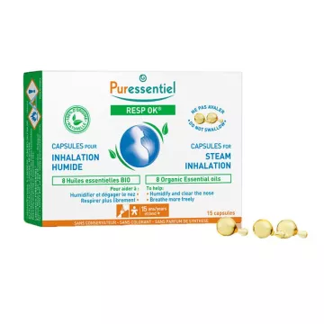 Cápsulas de inhalación con aceites esenciales de Puressentiel.
