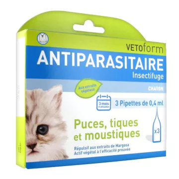 VETOFORM Pipette Repellente per insetti Spot-On Chaton 3 PIPETTE 0,4 ML