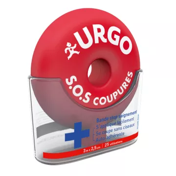 URGO SOS corta una tira autoadhesiva de 3 mx 2,5 cm.
