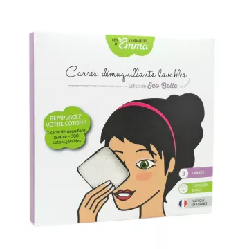 Les Tendances d'Emma 3 Reinigungsquadrate aus Bio-Baumwolle Biface