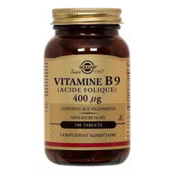 SOLGAR Vitamine B9 Acide Folique 400 µg 100 Comprimés