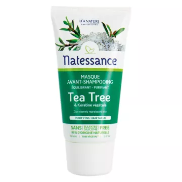 Maschera purificante Natessance Tea Tree prima dello shampoo 150ml