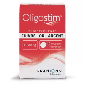 Oligostim oligoelementos cobre ouro prata granions 40 comprimidos