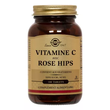 SOLGAR Vitamine C 500mg Rose Hips 100 Comprimés