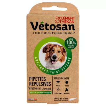 Pipeta repulsiva média Vetosan / cão grande 2 pipetas 3ml