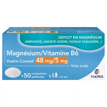 Mylan Viatris Conseil Магний/витамин B6 48 мг/5 мг 50 таблеток