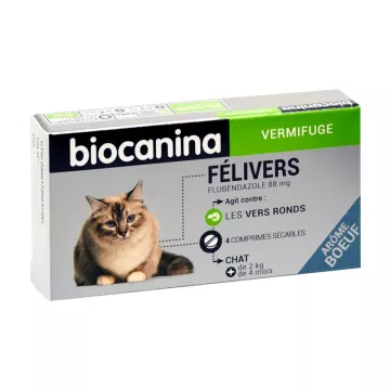 BIOCANINA Félivers 4 противогельминтных таблетки для кошек