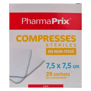 Pharmaprix sterile nonwoven compress 7.5 x 7.5 cm