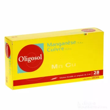 Oligosol MANGANESE-CUIVRE (Mn-Cu) 28 AMPOULES Minéraux & Oligo-Elements