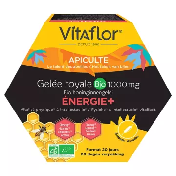 Vitaflor Apiculte Organic Royal Jelly 1000 mg Energy+ 20 vials