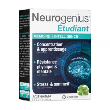 3C Pharma Neurogenius Étudiant Mémoire et Intelligence 30 comprimés