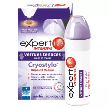 Novodex Expert 1.2.3 Intensive Verrues Tenaces Cryostylo 18 traitements