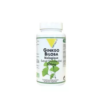 Vitall+ Ginkgo Biloba Bio 500mg Extrait Standardisé 60 gélules végétales