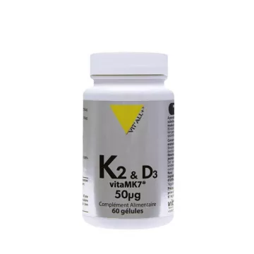 Vitall + Vitamine K2 Vitamine K7 & D3 50mcg 60 Gemüsekapseln