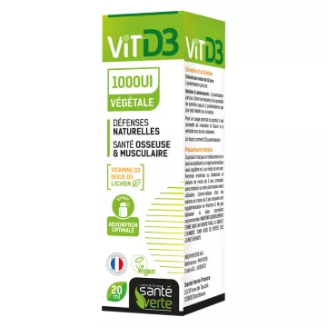Vitamina D3 vegetale verde per la salute 1000 UI 20 ml