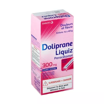 Doliprane LIQUIZ 300MG SUGAR FREE CHILDREN 12 BAGS