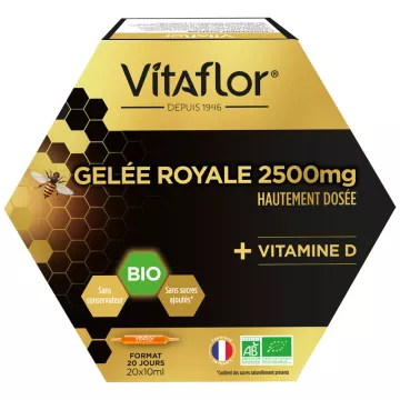 Vitaflor Geléia Real Orgânica 2500 mg + vitamina D 20 ampolas