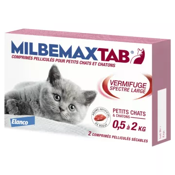 MilbemaxTab Dewormer Small Cats & Kittens 0.5 - 2 kg 2 Tablets