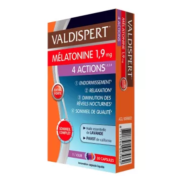 VALDISPERT Mélatonine 1,9mg 4 ACTIONS 30 comprimés