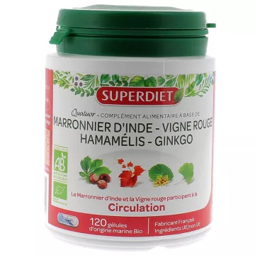 Органические циркуляционные капсулы Superdiet Quatuor Red Vine x 120