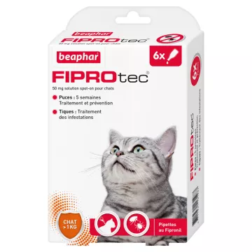 Fiprotec 50mg fipronil spot-on Cat 6 pipetas