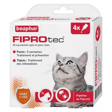 Beaphar Fiprotec 4 Pipetas 50 Mg Spot-On Para Gatos 1 Kg