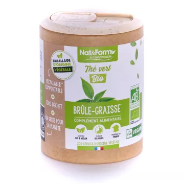 Nat & Form Organic Green Tea 200 Vegetable Capsules Eco