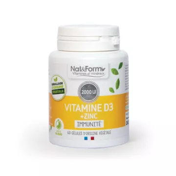 Nat & Form Vitamin D3 + Zinc 60 Vegetable Capsules