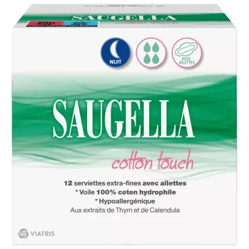 Saugella Cotton Touch Serviettes Nuit 12 serviettes