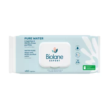 Салфетки Biolane Expert Pro Pure Water Wipes 3 упаковки по 60 шт.