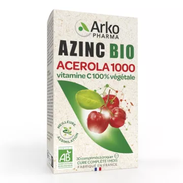 Acerola Bio 1000 Vitamin C 100% Vegetable Azinc Arkopharma