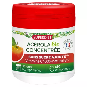 Superdiet Biologische Geconcentreerde Acerola 30 Tabletten