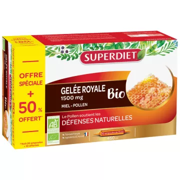 Superdiet Organic Royal Jelly Honey Pollen 30 Phials